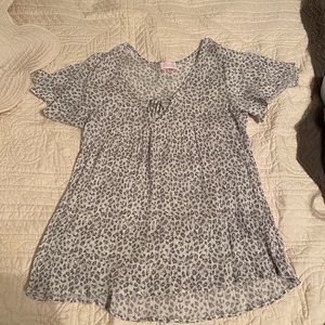 Pink Lily leopard print blouse, size large.